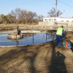 grey water on site used for fluidizing and mixing of sludge